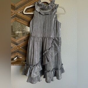 Janie and Jack Shimmering Silver Ruffle Dress